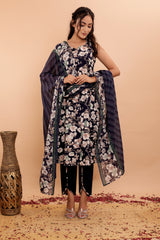 Pure Cotton Floral Printed 3Pc Kurta Set
