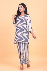 Grey Abstract Digital Print Crepe Co-ord Set