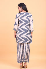 Grey Abstract Digital Print Crepe Co-ord Set
