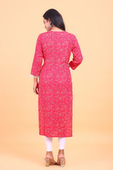 Floral Pure Cotton Long Kurta with Embroidery