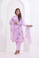 Floral Printed Cotton 3Pc Kurta, Pant & Dupatta Set
