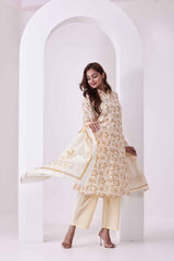 Cotton Blend Floral Printed 3Pc Kurta, Pant & Dupatta Set