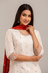 Chanderi 3Pc Embroidered Kurta Set