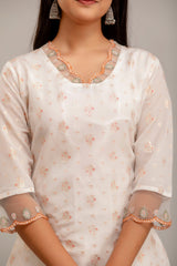 Chanderi 3Pc Embroidered Kurta Set