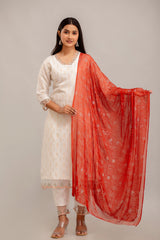 Off-White Chanderi 3Pc Kurta Set