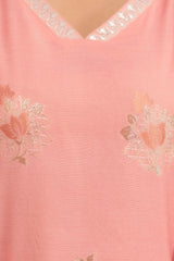 Jacquard Chanderi Kurta with Cotton Pant Set