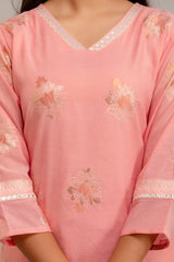 Jacquard Chanderi Kurta with Cotton Pant Set