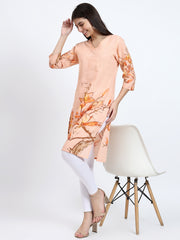 Peach Cotton Kurta with Kantha Detailing