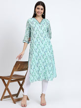 Floral Printed Mulmul Cotton Kurta with Kantha Detailing