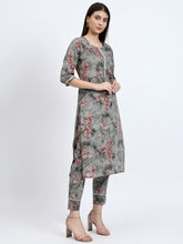 Bandhej Printed Mulmul 3 Pc Kurta Set with Embroidery