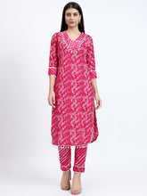 Cotton Lehariya Print 2 Pc Kurta Set with Adda Work