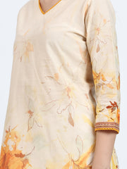 Vibrant Orange Mulmul Cotton Kurta with Lace Work