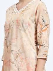 Peach Cotton Kurta with Kauri Lace Detail