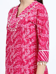 Cotton Lehariya Print 2 Pc Kurta Set with Adda Work