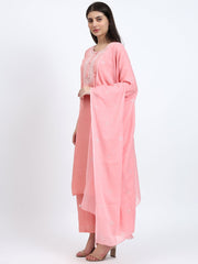 Mint Green Viscose Check Embroidered Kurta Set with Dupatta