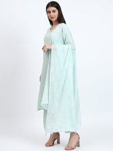 Peach Viscose Check Embroidered 3Pc Kurta Set