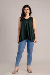 Stylish V-Neck Rayon Top with Kantha Hand Work