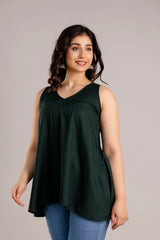 Stylish V-Neck Rayon Top with Kantha Hand Work