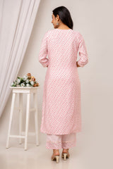 Breezy Pink Muslin Kurta Set with Digital Bandhani Dupatta