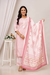 Breezy Pink Muslin Kurta Set with Digital Bandhani Dupatta