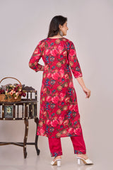 Embroidered Kurta Set with Stylish Pleated Pants