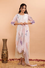 Printed Mulmul Cotton 3Pc Kurta Set with Embroidery