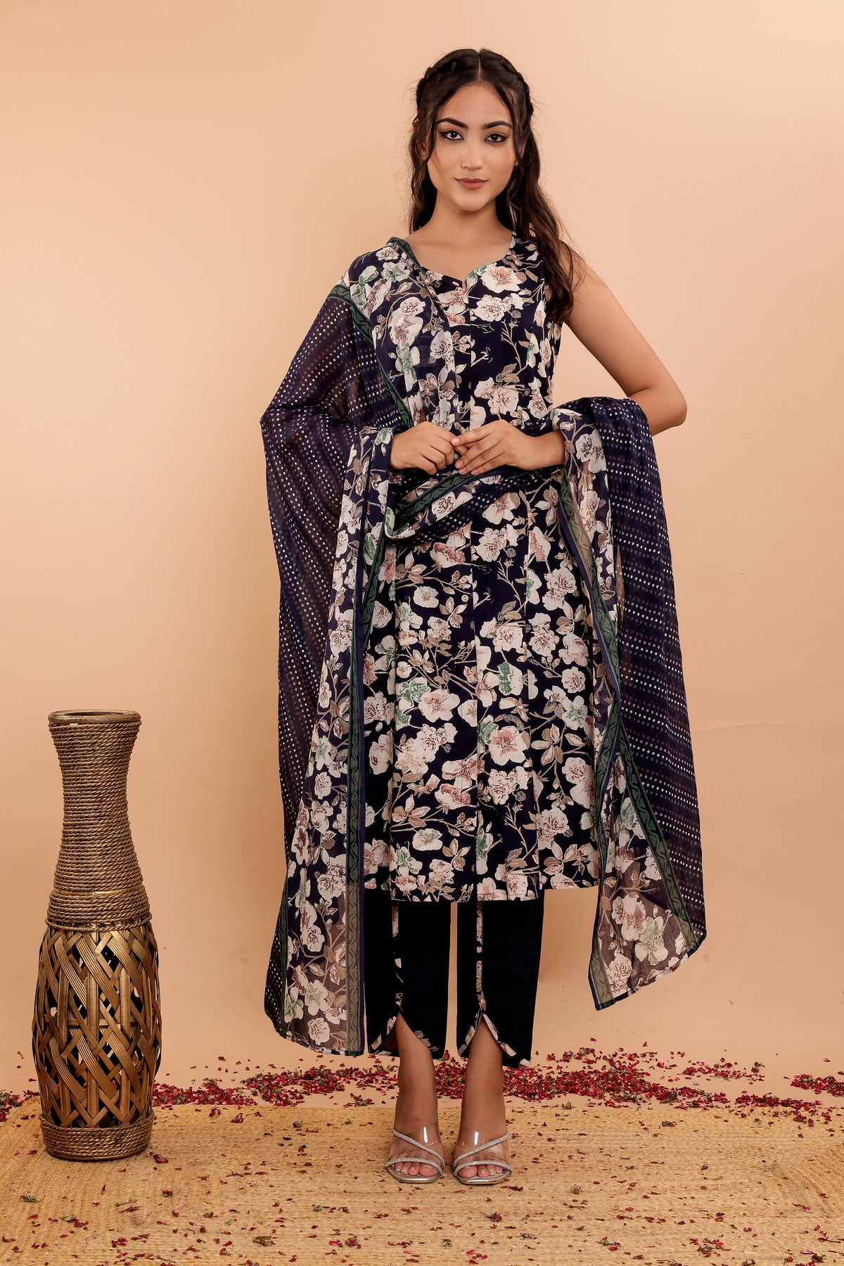 Pure Cotton Floral Printed 3Pc Kurta Set