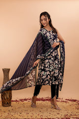 Pure Cotton Floral Printed 3Pc Kurta Set