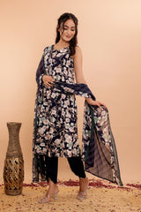 Pure Cotton Floral Printed 3Pc Kurta Set