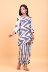 Grey Abstract Digital Print Crepe Co-ord Set