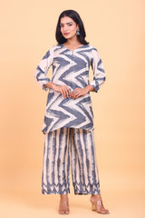 Grey Abstract Digital Print Crepe Co-ord Set