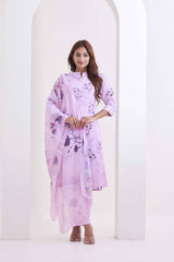 Floral Printed Cotton 3Pc Kurta, Pant & Dupatta Set