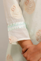 Mint Green Jacquard Chanderi Kurta & Cotton Pant Set