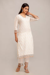 Off-White Chanderi 3Pc Kurta Set