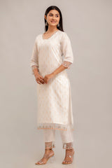 Off-White Chanderi 3Pc Kurta Set