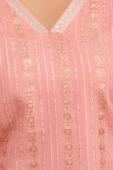 Jacquard Chanderi Kurta with Cotton Pant Set