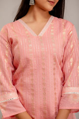 Jacquard Chanderi Kurta with Cotton Pant Set