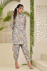 Muslin Printed Co-Ord Set with Afghani Pants