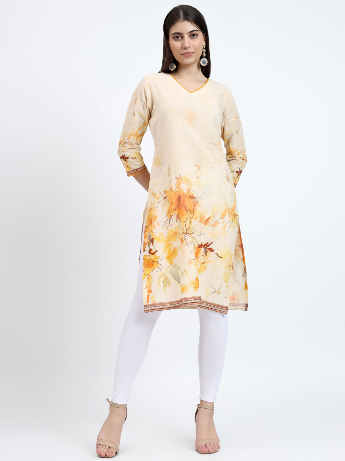 Vibrant Orange Mulmul Cotton Kurta with Lace Work