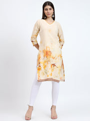 Vibrant Orange Mulmul Cotton Kurta with Lace Work