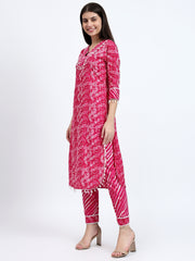 Cotton Lehariya Print 2 Pc Kurta Set with Adda Work