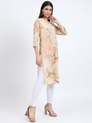 Peach Cotton Kurta with Kauri Lace Detail