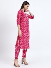 Cotton Lehariya Print 2 Pc Kurta Set with Adda Work