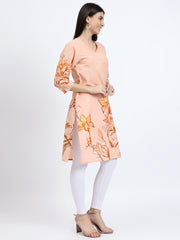 Peach Cotton Kurta with Kantha Detailing
