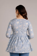 Cotton Printed V-Neck Top