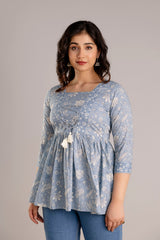 Cotton Printed V-Neck Top