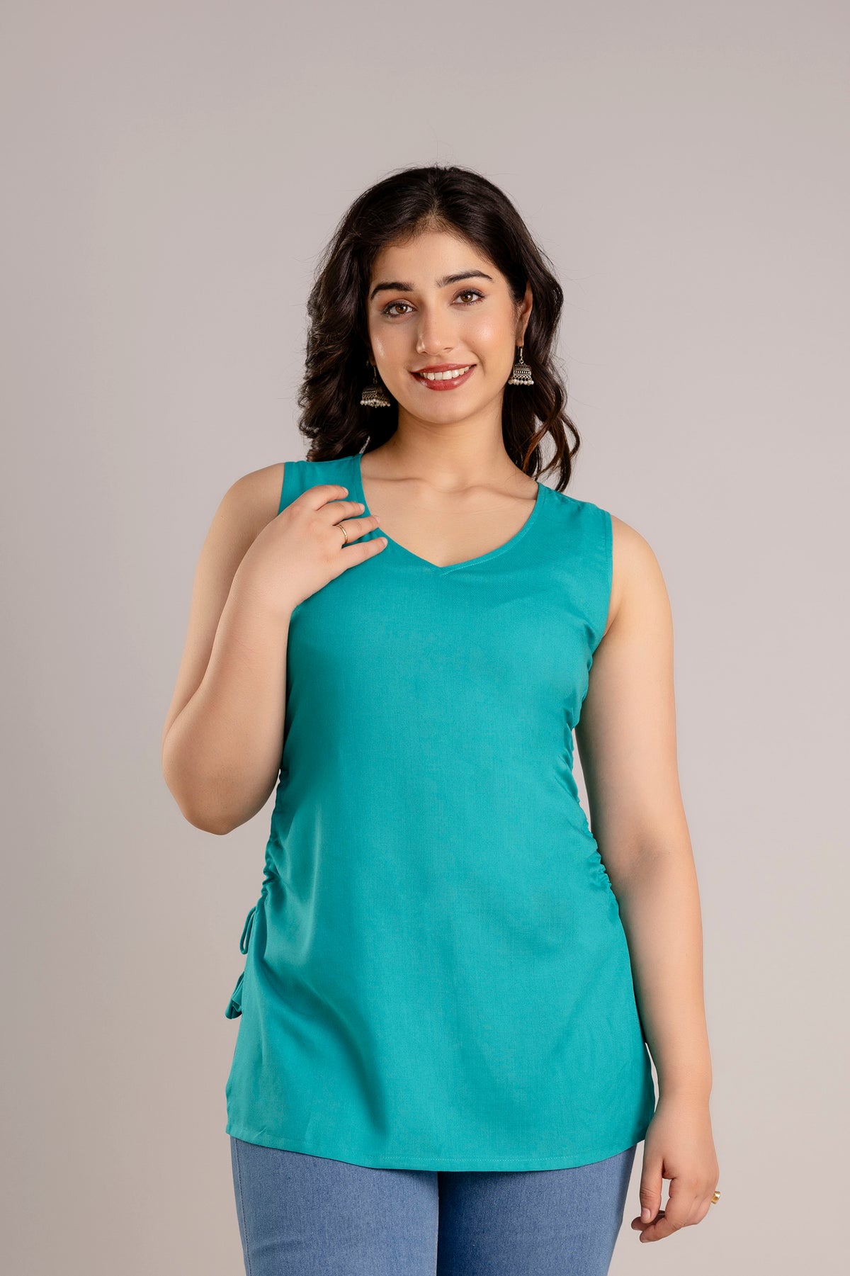 Rayon V-Neck Short Kurta