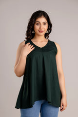 Stylish V-Neck Rayon Top with Kantha Hand Work