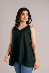Stylish V-Neck Rayon Top with Kantha Hand Work