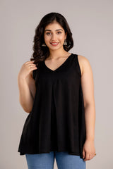 Chic Rayon Top with Box-Pleated Design